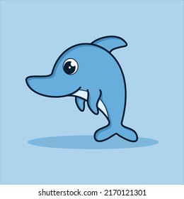 Cute Dolphins vector icon illustration. flat cartoon style. animal nature icon concept