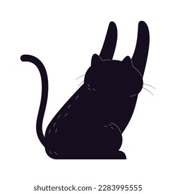 Cute domestic animal kitty flat icon Playful black cat. Vector illustration