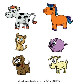 cute domestic animals set