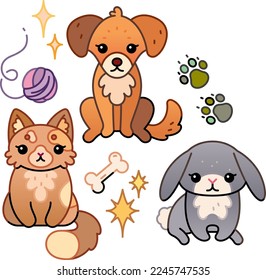 cute domestic animals vector images