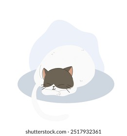 Cute Domestic Cat Curled Up in a Comfortable and Cozy Pose for Pet Lovers