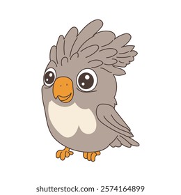 Cute domestic parrot in flat design. Friendly pet and playful tropical bird. Vector illustration isolated.