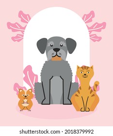 cute domestics pets group characters