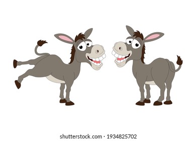 cute donkey animal cartoon, simple vector illustration