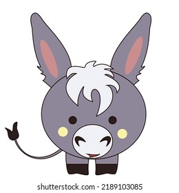 Cute Donkey Burro Cartoon Kawaii  Flat Vector Isolated Illustration 