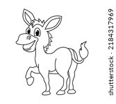 Cute donkey cartoon coloring page illustration vector. For kids coloring book.