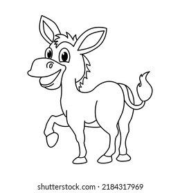 Cute burro coloreado de la página de ilustraciones vector. Para los niños coloreando el libro.