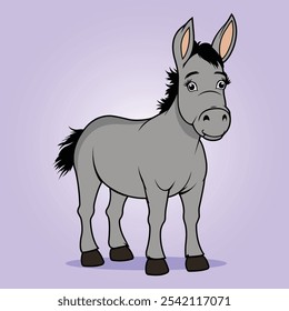 Design isolado de desenho animado de burro bonito