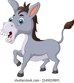 Cute donkey cartoon on white background