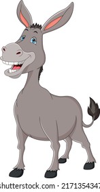 cute donkey cartoon on white background