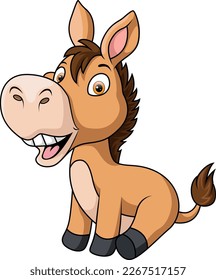 Cute donkey cartoon on white background