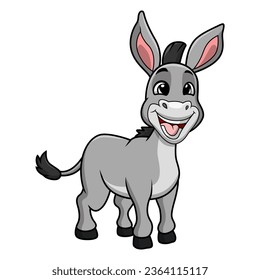 Cute donkey cartoon on white background