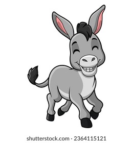 Cute donkey cartoon on white background