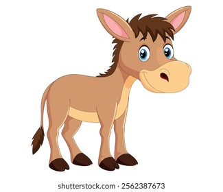 Cute donkey cartoon on white background vector illustration