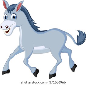 cute donkey cartoon running 
