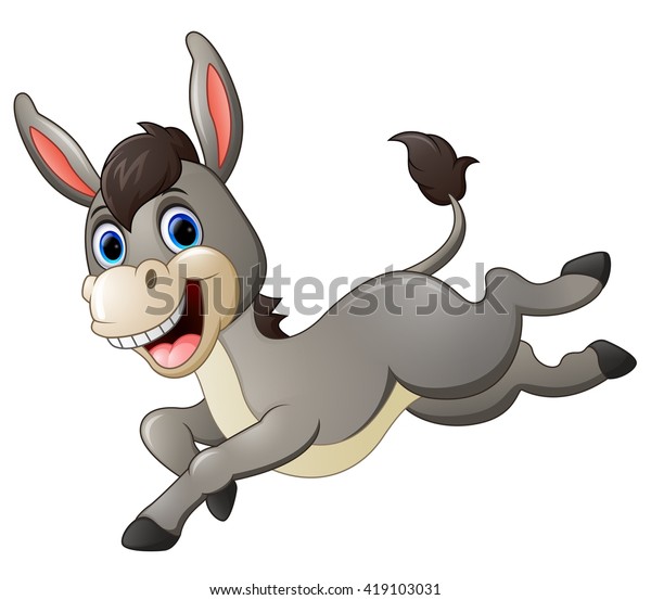 Cute Donkey Cartoon Running Stock Vector (Royalty Free) 419103031