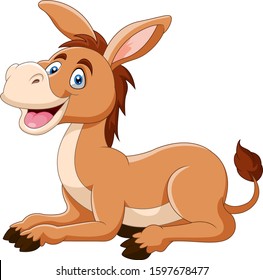 Cute donkey cartoon a sitting