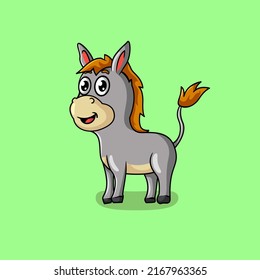 Cute donkey cartoon vector mascot illustration