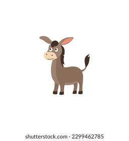Cute donkey cartoon vector on a white background