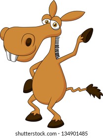 Cute donkey cartoon waving hand