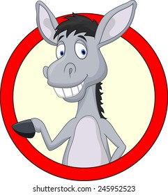 Cute donkey cartoon waving hand