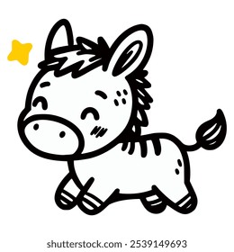 bonitinho burro desenho animado animal selvagem doodle mão desenhado vetor ilustração modelo design