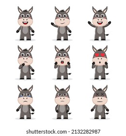 Cute Donkey Character Vector Design