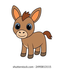 Cute Donkey Clipart - Full Image in White Background Printable Graphics Design