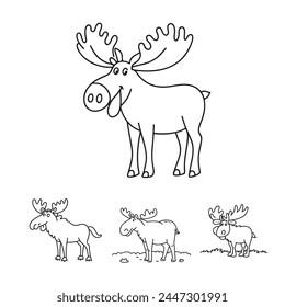 Cute donkey Coloring Page Black and white vector illustration for coloring book