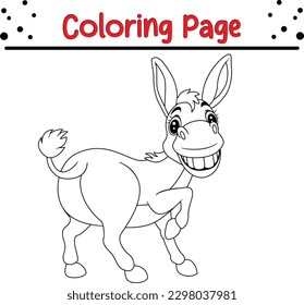 Cute donkey coloring page for kids