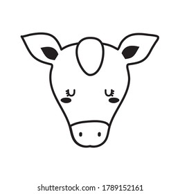 Cute donkey face cartoon line style icon design, Animal zoo life nature and character theme Vector illustration