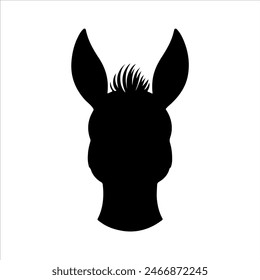 Cute donkey face silhouette isolated on white background. Donkey face icon vector illustration design.