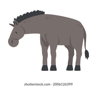 Cute Donkey Farm Animal, Livestock Cartoon Vector Illustration