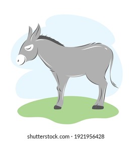 Cute donkey. Farm animals. Childish colored flat vector illustration