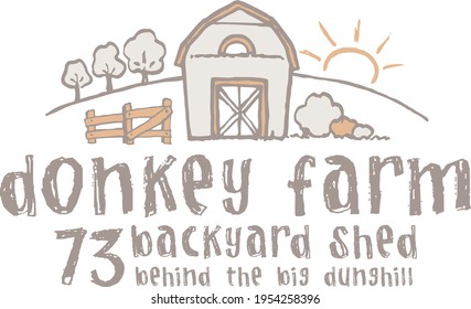 Cute Donkey farm isolated on a white background