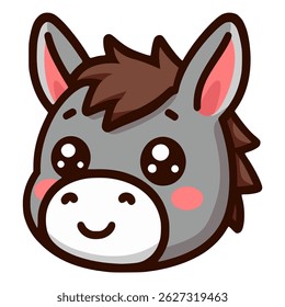bonitinho cabeça de burro personagem animal plano cor vetor ilustração modelo design