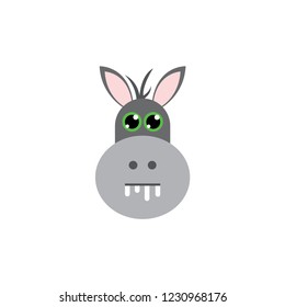 cute donkey head cartoon vector