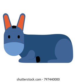 Cute donkey icon on a white background, Vector illustration