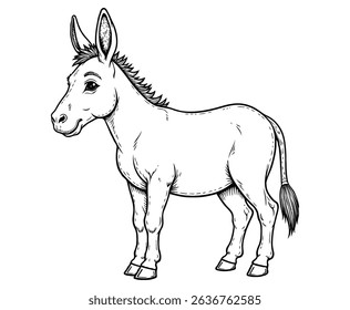 Cute donkey Illustration Coloring Book