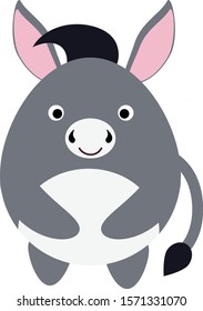Cute donkey isolate on white background. Vector illustration in cartoon style