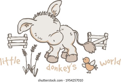 Cute Donkey isolated on a white background