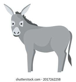 Feiner Esel einzeln auf weißem Hintergrund. Frische Cartoon-Charakter Bauernhof graue Farbe. Flaches Tier für jede Art von Design. Vektorgrafik.