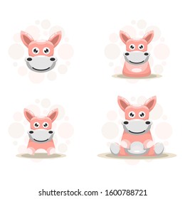 cute donkey mascot cartoon design vector collection