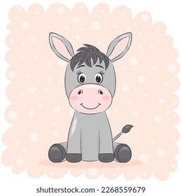cute donkey on pink background