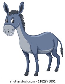 Un burro lindo en la ilustración de fondo blanco