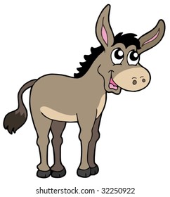 Cute donkey on white background - vector illustration.