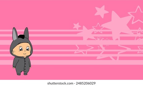 cute donkey pajama kid cartoon background in vector format