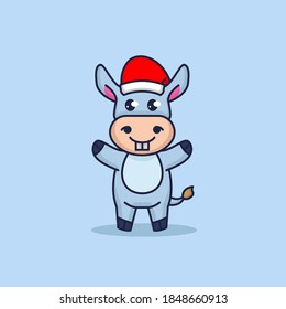 Cute donkey with Santa Claus costume