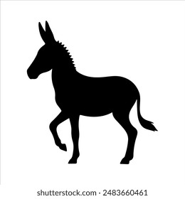 Cute donkey silhouette on white background. Donkey icon flat vector illustration design.