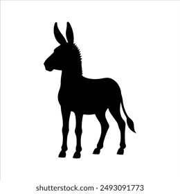 Cute donkey silhouette on white background. Donkey icon vector sign illustration design.